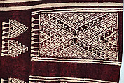 Ajar (Veil) or Bakhnug (Shawl), Loom-woven plain weave cloth in wool brocaded with fine geometric pattern; finished with warp-twisted fringes